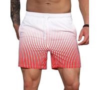 Curluriy Men's Swimming Shorts Swim Trunks Beach Swim Shorts Gradient Colour with Mesh Lining Quick Dry Waterproof Summer Red