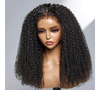 Curly 180 Density Human Hair Wigs For Women Lace Frontal Pre Plucked Color Afro Human Hair Wig 13x4 lace wig 14inches#180%