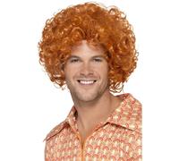 Smiffys Curly Afro Wig, Ginger, 1970's Disco Fancy Dress, 1970s Dress Up Wigs Halloween