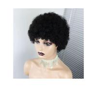Curly Afro Wigs Short Brown Blonde Pixie Wig Human Hair Machine Made Parties(Black)