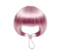 Curly Blonde, Auburn and Pink Bob Wigs with Adjustable Chin Straps | Three distinct styles include a loose blonde curl, a deep auburn wave and a smooth pink bob, each shaped to frame the face.