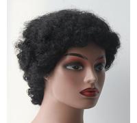 Curly Bob Human Hair Wigs Color for Women Short Pixie Cut Wig Parties(Natural Black)