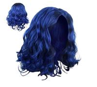 Curly Bouncy Hair - Short Curly Afro Wig | Stretched Loose Wave Bouncy | Blue Curly Wig 9.84 Inches Elastic Cap Fit, Blue Curly Wig For Cosplay Party, Photo, Or Halloween Night Outfit