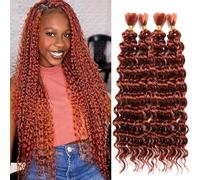 Curly Braiding Hair for Boho Braids 2 Bundles 100g Synthetic Deep Wave Bulk No Weft Wet and Wavy Crochet Hair for Women Knotless Braids Hair Extensions (350#, 18 Inch(50g/Bundle x4))
