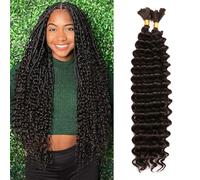 Curly Braiding Hair for Boho Braids 2 Bundles 100g Synthetic Deep Wave Bulk No Weft Wet and Wavy Crochet Hair for Women Knotless Braids Hair Extensions (1B#, 18 Inch(50g/Bundle x2))