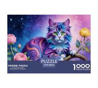 Curly Colored Striped Cat Jigsaw Puzzles for Adults Interesting Puzzle Game 1000 Piece Educational Games Home Decoration Gifts 38x26cm/1000pcs