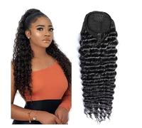Curly Deep Wave Extensions Clip Drawstring Ponytail Human Hair with Thick Ponytail Hair(24inches)
