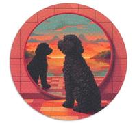 Curly Dog Jigsaw 1000 Piece Round Puzzle Pink Brick Sunset Impossible Hard Difficult Challenging Puzzles for Adults Challenging Game 1000pcs (67.5x67.5cm)