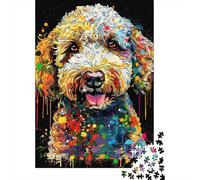 Curly-Dog Jigsaw Puzzle 1000 Piece Recycled Paper for Adults Splatter-PaintingPuzzle Fun And Challenging Home Activity Festivals Birthday Gifts 52x38cm/1000pcs