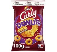 Curly Donuts Peanut 100g by Curly - For a Successful Aperitif - Delicious Savory Cookies with Peanut Butter Net Weight 100g - Set of 4