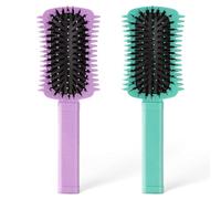 Curly Hair Brush 2 Pack, Volume Curl Brush, Curl Defining Brush, Shaping and Styling Women's Curls (Green+Purple)