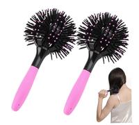 Curly Hair Brush 2PCS 8.5 Inch 3D Round Ball Defining Brush with Small Massage Dot Hollow 360 Degree Styling Brush Portable Curly Hair Tools for Detangling Shaping and Defining Curls.