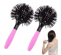 Curly Hair Brush 2PCS 8.5 Inch 3D Round Ball Defining Brush with Small Massage Dot Hollow 360 Degree Styling Curly Hair Tools for Detangling Curls Curling Comb for