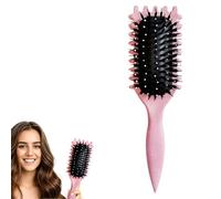 Curly Hair Brush, Bounce Curl Defining Brush for Women Styling - Smoothing Reduce Pulling, Vented Detangling Hair Brush for Curly Long Short Hair Define Wheat Straw Material (Pink)