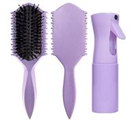 Curly Hair Brush - Curl Defining Brush And Spray Bottles - Made of Soft And Smooth Boar Bristles - Wide Teeth Shape And Define Curls - Styles Women Curly Hair With Less Pulling (Purple)