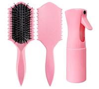 Curly Hair Brush - Curl Defining Brush And Spray Bottles - Made of Soft And Smooth Boar Bristles - Wide Teeth Shape And Define Curls - Styles Women Curly Hair With Less Pulling (Pink)