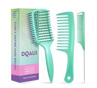 Curly Hair Brush & Curl Defining Brush - Easily Detangles Knots with Less Pulling - Styles Wet or Dry Hair, Tames Frizz for All Curl Types (Green 3Pcs)