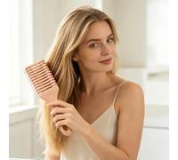 Curly Hair Brush Women Scalp Massage Vented Paddle Anti-static Styling | TPEE elastic teeth glide through wigs and extensions for smooth styling and scalp relief Nude & Pink