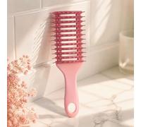 Curly Hair Brush Women Scalp Massage Vented Paddle Anti-static Styling | TPEE elastic teeth glide through wigs and extensions for smooth styling and scalp relief Pink