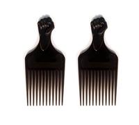 Curly Hair Comb, Afro Comb, Hair Pick, Afro Comb for Curly Hair Curl Comb for Brushing Out Curls for Curly Wet Dry Barber Wavy Frizzy Hair Thick Hair Wigs Barber Salon Women Men (Black,2)