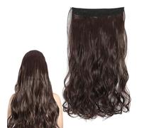 Curly Hair Extensions Invisible Hair Extension - One Piece Seamless Fiber Line Metal buckle Adjustable Curly Wavy Synthetic Hairpieces for Women Netural Brown 22Inch MW214