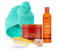Curly Hair Products Bundle with Cantu Curling Cream 340g, Cantu Curl Activator 335ml and Ferwizz Comb & Hair Wrap