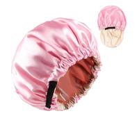 Curly Hair Satin Sleep Bonnet, Sturdy Layer Night Hair Cover with Adjustable Buckle, Soft Protective Cap for Home and Travel Use, Keeps Curls Smooth for Women 36x36cm