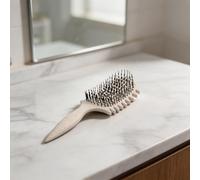 Curly Hollow Styling Brush for Tight Curls and Loose Waves, Natural Straw Ventilated Comb with Anti-Static Tech, Ergonomic Handle for Frizz-Free Shiny Hair, Emerald(Dark Violet)