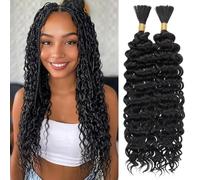 Curly Human Hair for Boho Braids Bohemian Deep Wave Bulk 100% Human Hair for Braiding Wet and Wavy Human Hair for Boho Knotless Braids No Weft 2 Bundles 100g Hair Extensions Natural Color 18Inch