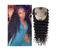 Curly Human Hair Toppers for Women Brazilian Remy Hair Pieces 8-22 Inch Deep Curly Hair Clip In Swiss Lace Base Hair Topper for Thicking Hair(8inches)