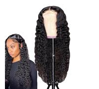 Curly Human Hair Wig - HD Lace Frontal Curly Wigs, Water Wave Voluminous Strrand Piece, Deep Texture Breathable Scalp Topper, High Temperature Silk Fiber Weft | Hairpiece for Ladies & Stylists