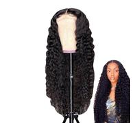 Curly Lace Front Wig Human Hair - Deep Wave Wig, Premium Glueless | Heavy Duty HD Transparent Frontal Hairpiece, Pre Plucked 150 Density Water For Women Daily Styling Party Wedding Fashion