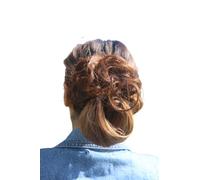 Curly Messy Hair Bun Updo Scrunchy Scrunchie Donut Hair Extensions Chignons Wavy Hairpiece Ribbon Ponytail Extension (Light Brown)