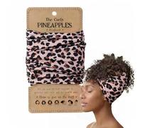 Curly Pineapple Headband for Women, Extra Wide Stretchy Sleep Scarf for Thick Curly and Coily Hair, Anti-Frizz Hair Wrap for Sleeping and Gym, Breathable Night Tube Scarf (Cheetah Pineapple)