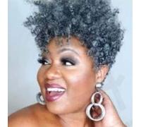 Curly Pixie Cut Wig,Women's Wig Short Hair African Style,Short Curly Wigs for Women,Fluffy European and American Fashionable Small Curls,Natural Comfort Golden,15cm (Grey 15cm)