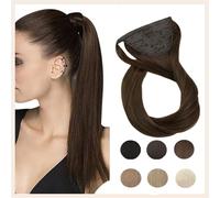Curly Ponytail 100% Machine Remy Brazilian Hair Ponytail Extensions Solid Color Clip In Ponytail Extension Ponytail Human Hair Hair Extensions for Women(Light Brown,16inches 80g)
