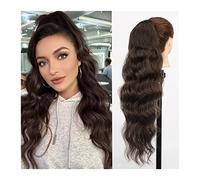Curly Ponytail 26" Long Body Wavy Extension Synthetic Heat Resistant Hair Extensions Hairpiece for Women Girls Drawstring Ponytail Natural Soft Clip in Ponytail Hair Extensions for Women(Natural Brown