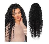 Curly Ponytail Clip Ins Extensions Deep Water Wave Wrap Around Drawstring Ponytail Human Hair(16inches)