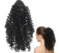 Curly Ponytail Extension -12Inch Short Afro Kinky Curly Ponytail Hair Extensions Drawstring Ponytail, Curly Ponytail Extension, Premium Human Hair Ponytail for Natural Look for Black Women