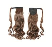 Curly Ponytail Extension 22 Inch Synthetic Wavy Hairpiece Wrap Around for White Black Women Hair Piece for Daily Use(Light Auburn Brown)