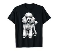 Curly Poodle Black and White Art Dog Portrait Illustration T-Shirt