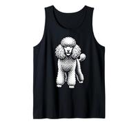 Curly Poodle Black and White Art Dog Portrait Illustration Tank Top