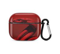 Curly Red Snake Bluetooth Earbuds Case Cover Full Body Shockproof Protection Hard Case Support Wireless Charging with Keychain Personalized Gift for AirPods 3