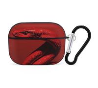 Curly Red Snake Earbuds Organizer Shockproof Protective Airpods Pro Cover with Carabiner Clip Anti Fall Carrying Earphone Case Cover for Airpods Pro 2nd Generation Black