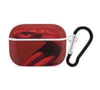 Curly Red Snake Earbuds Organizer Shockproof Protective Airpods Pro Cover with Carabiner Clip Anti Fall Carrying Earphone Case Cover for Airpods Pro 2nd Generation White