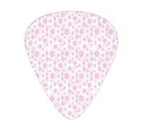 Curly Swirly Flowers Guitar Picks 12 Pack Universal ABS Guitar Picks,Curly Swirly Skinny Stems with Big and Small Circles as Flowers Dotted,for Acoustic and Electric Guitar,Pink and White
