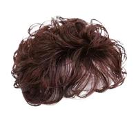 Curly Synthetic Hair Topper for Women with Bangs 5.1" Breathable Fluffy Clip In Wig for Thinning Hair Dark Brown Wig Toppers for Thinning