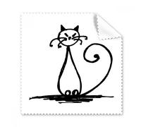 Curly Tail Cat Smile Sit Line Glasses Cloth Cleaning Cloth Phone Screen Cleaner 5pcs Gift