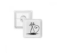 Curly Tail Cat Smile Sit Line PBT Keycaps for Mechanical Keyboard White OEM No Marking Print