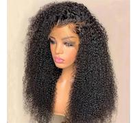Curly Wig Lace Front Wig Deep Kinky Curly Human Hair Wigs Brazilian Transparent Lace Frontal Closure Wigs (4x4 Closure Wig,16inches#180%)